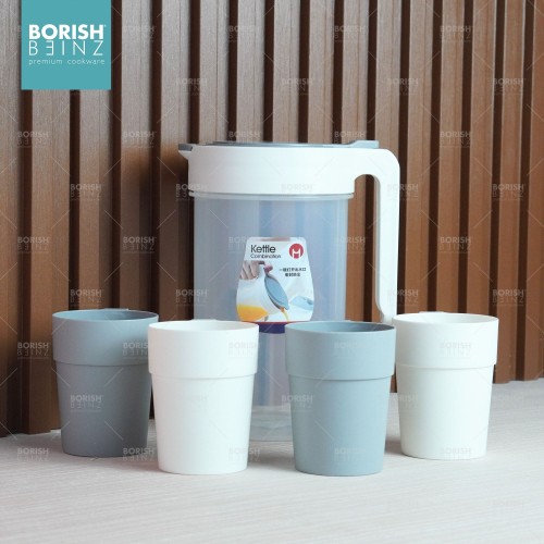 BORISH BEINZ JUG BOTOL BBKW TZ05 WH pot+4cups(1.8L) | 1 - Login Megastore