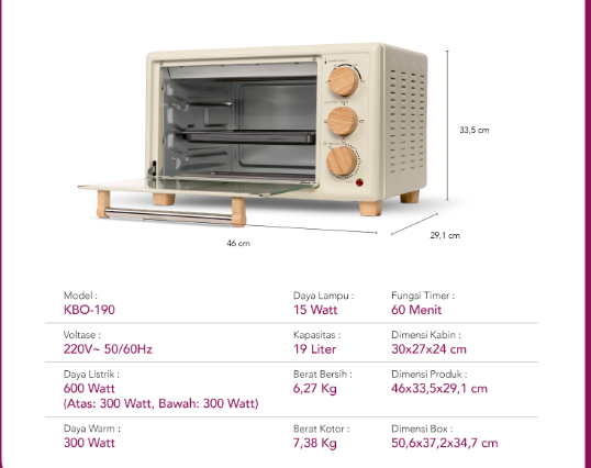 KIRIN ELECTRIC OVEN KBO190 WHITE | 4 - Login Megastore