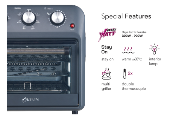 KIRIN ELECTRIC OVEN KOO162S MISTY BLACK | 2 - Login Megastore