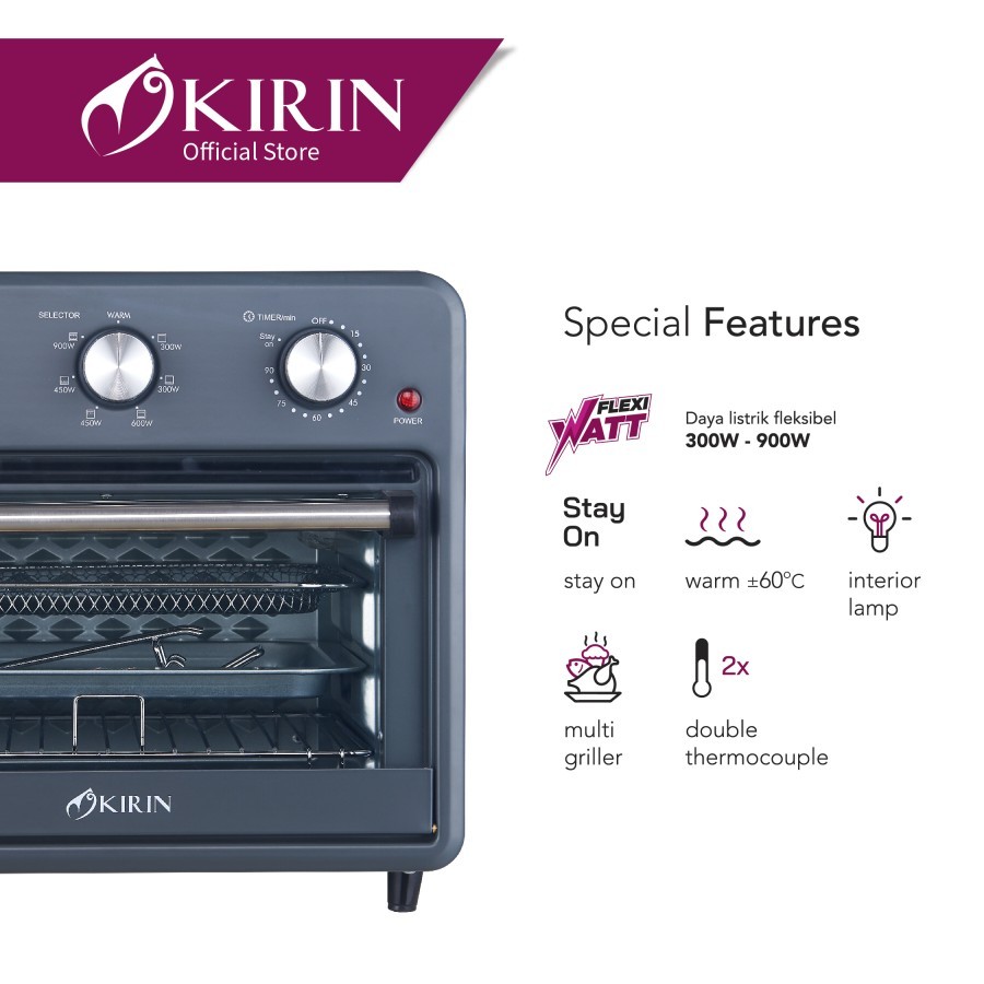 KIRIN ELECTRIC OVEN KOO202S MISTY BLACK | 2 - Login Megastore