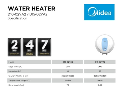 MIDEA ELECTRIC WATER HEATER D1002YA2 | 4 - Login Megastore