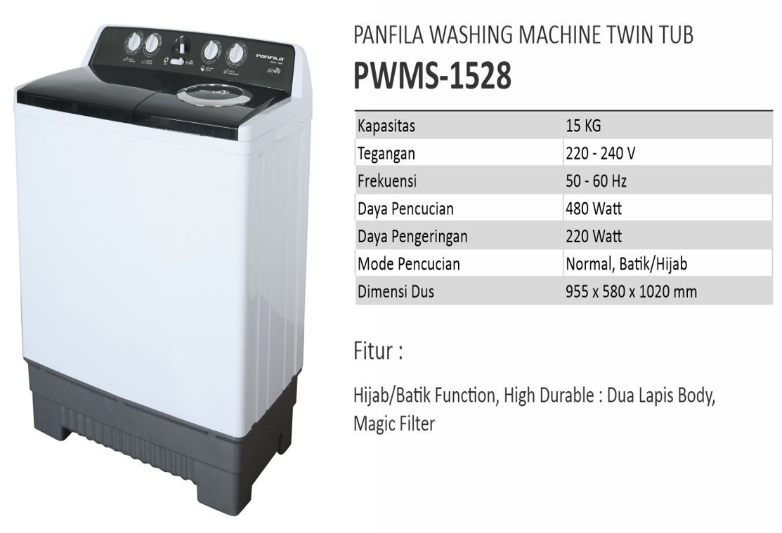 PANFILA SEMI AUTO WASHING MACHINE PWMS1528 | 2 - Login Megastore