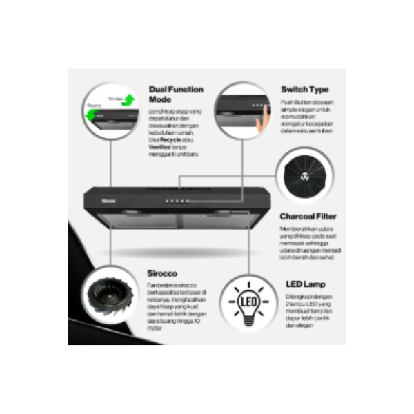 RINNAI SLIM HOOD RH126B | 3 - Login Megastore