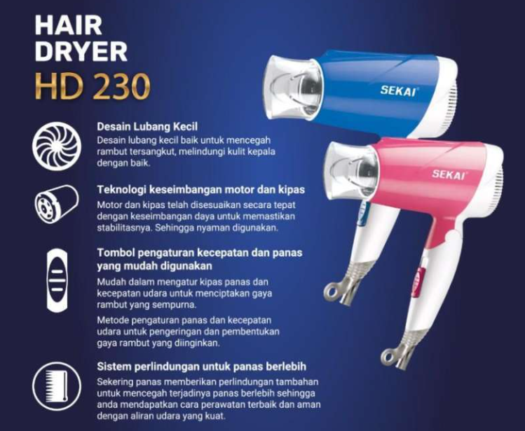 SEKAI HAIR DRYER HD230 BLUE | 2 - Login Megastore