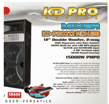 ROADMASTER ACTIVE SPEAKER KD PRO 212 MIX USB BT | 3 - Login Megastore