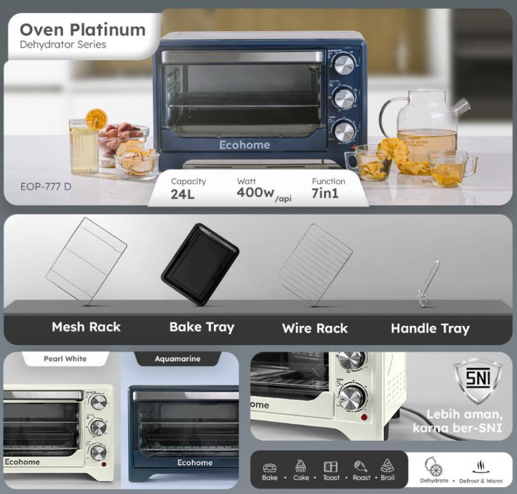 ECOHOME ELECTRIC OVEN EOP777 PEARL WHITE | 5 - Login Megastore