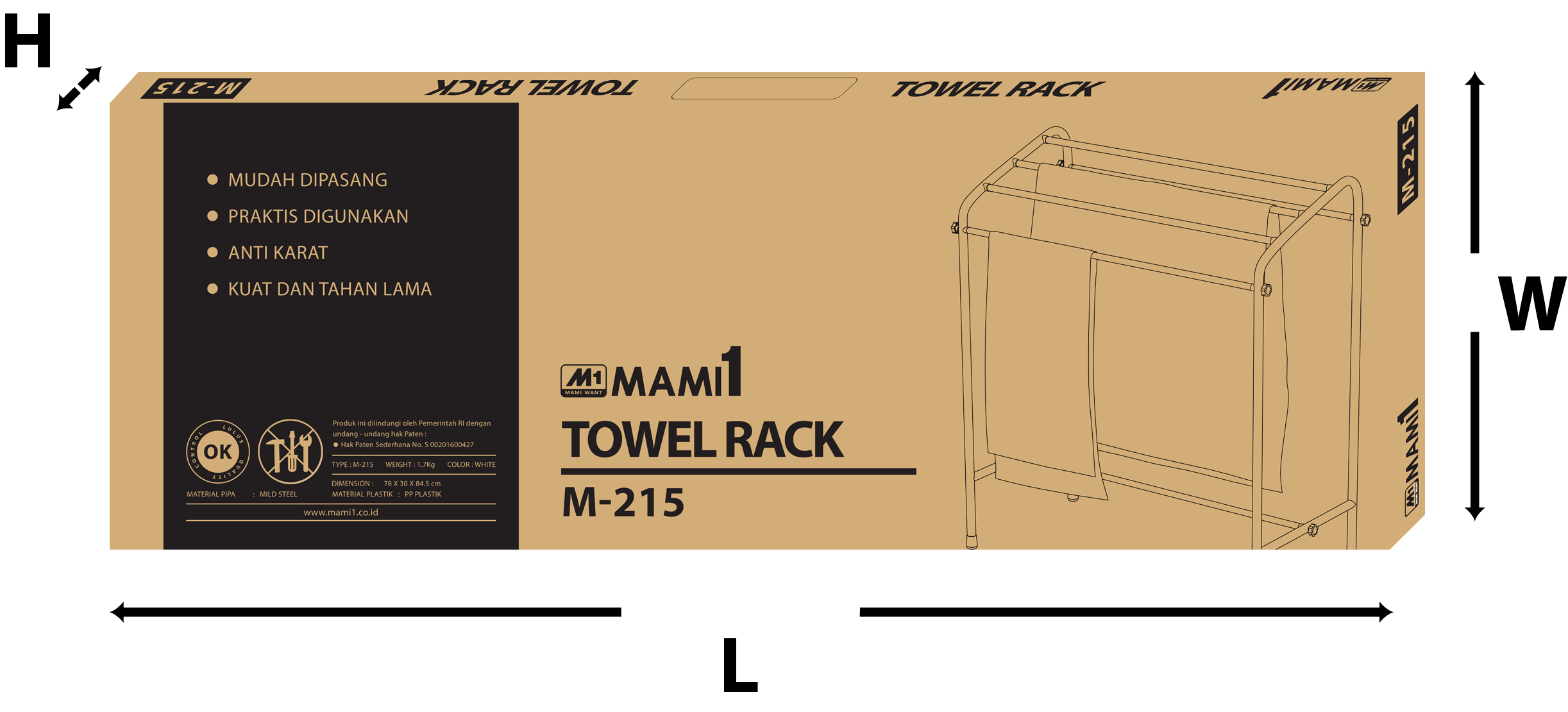 MAMI1 - TOWL RACK 5 BARS  M-215 WHITE | 2 - Login Megastore
