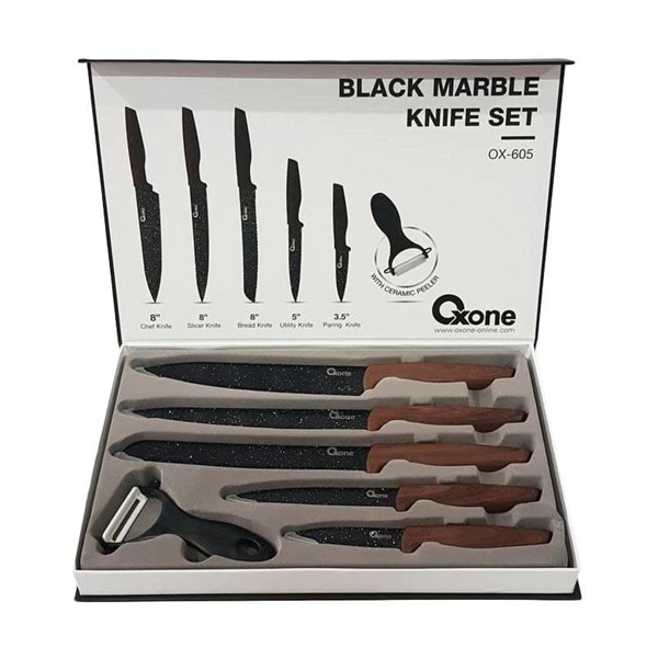OXONE-KNIFE SET BLACK MARBEL OX605 | 1 - Login Megastore